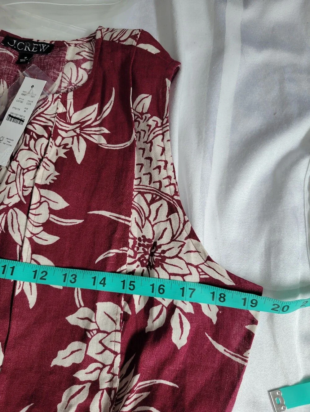 J Crew Seamed linen dress with removable belt in pineapple garden print CU792
